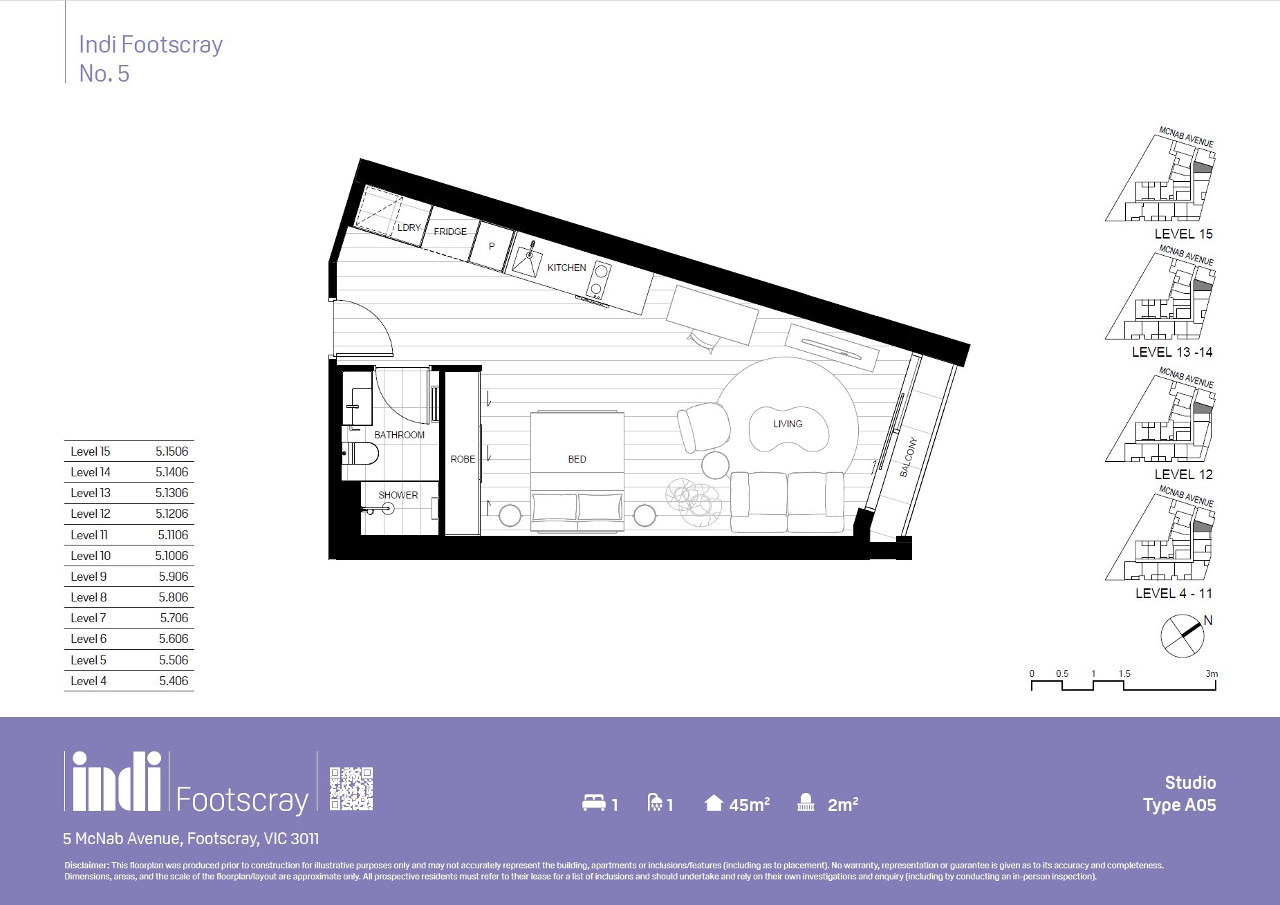 Indi Footscray_studio example floorplan